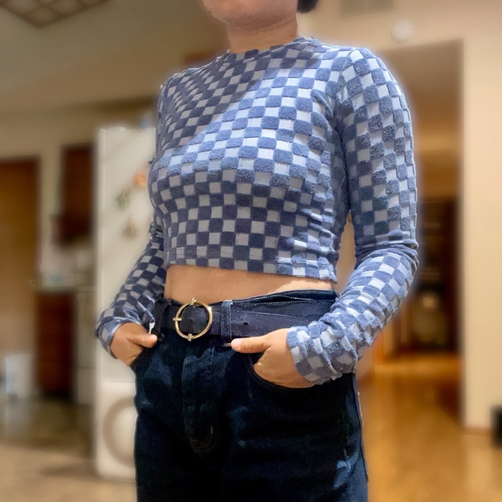 Blue Checkered Women's Top